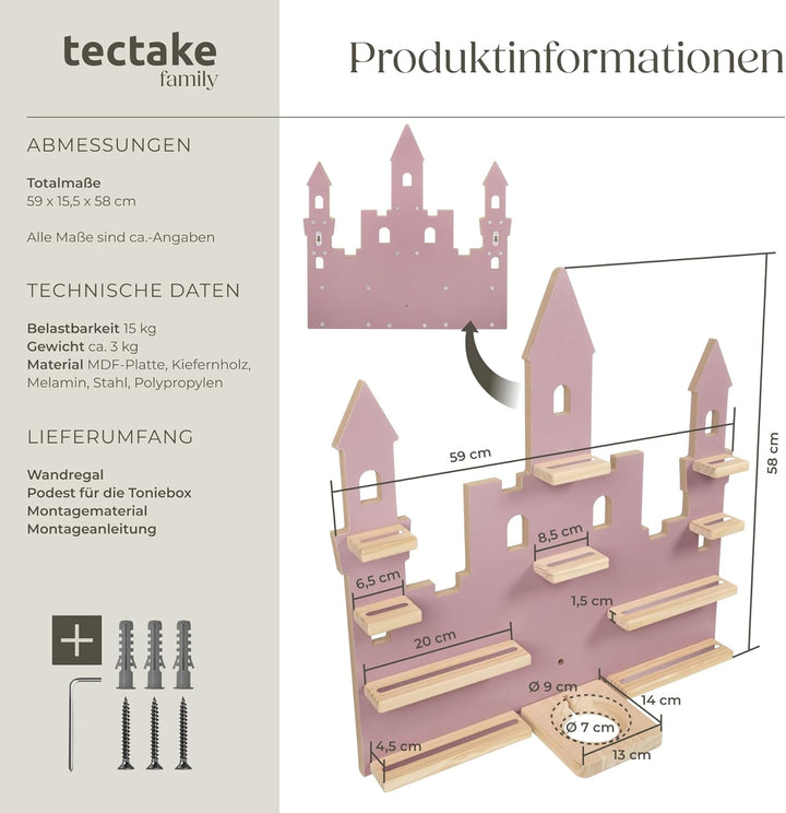 tectake® Holz Regal mit Magnetstreifen für Wand Montage, Tonieregal, Wandregal für's Kinderzimmer, A