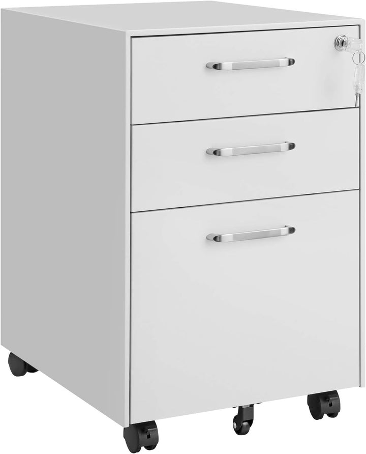 SONGMICS Rollcontainer, unter Schreibtisch, Aktenschrank mit Schubladen, Büroschrank mit Rollen, für