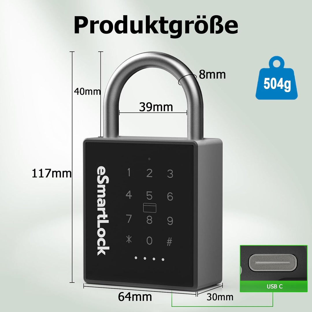 Zahlenschloss Vorhängeschloss mit Zahlencode Schlüssel NFC RFID eLinkSmart wetterfest Schwerlast Kom