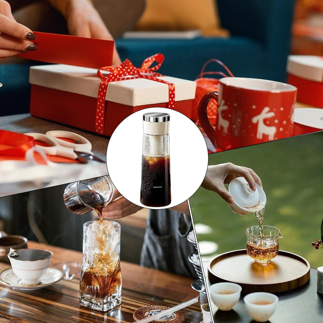 Cold Brew Kaffeebrüher | Press-Kaltbrüh-Kaffeekanne - Mit Abnehmbarem Siebfilter & Luftdichtem Versc