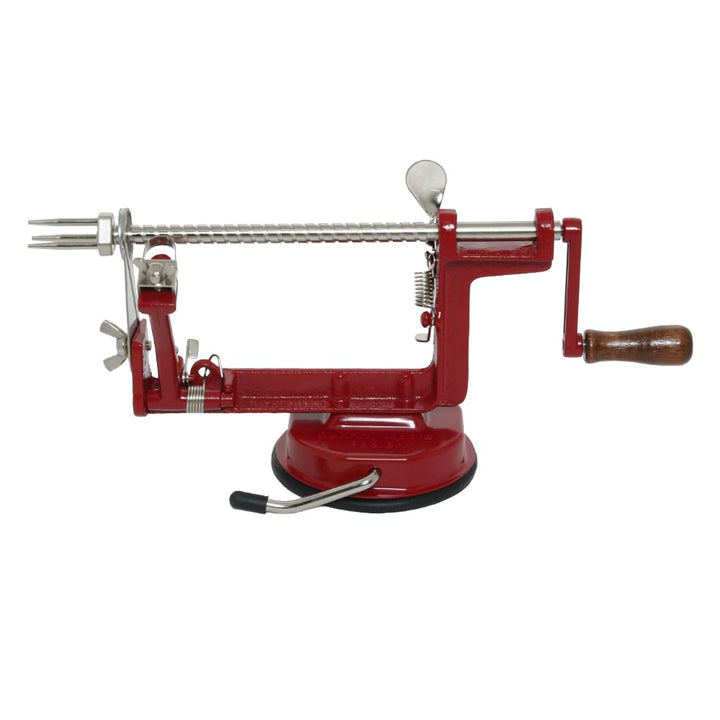 Johnny Apple Peeler VKP Brands Apfelschäler, Gusseisen, rot, Stainless Steel Blades Saugfuss, Saugfu