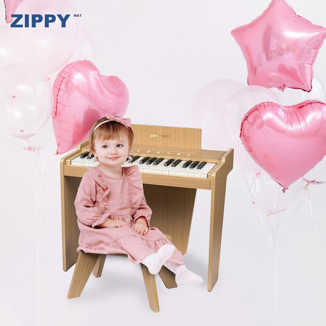 ZIPPY MAT Kinderklavier, 37 Tasten Digitalpiano für Kinder, berührungsempfindliches Bedienfeld, Laut