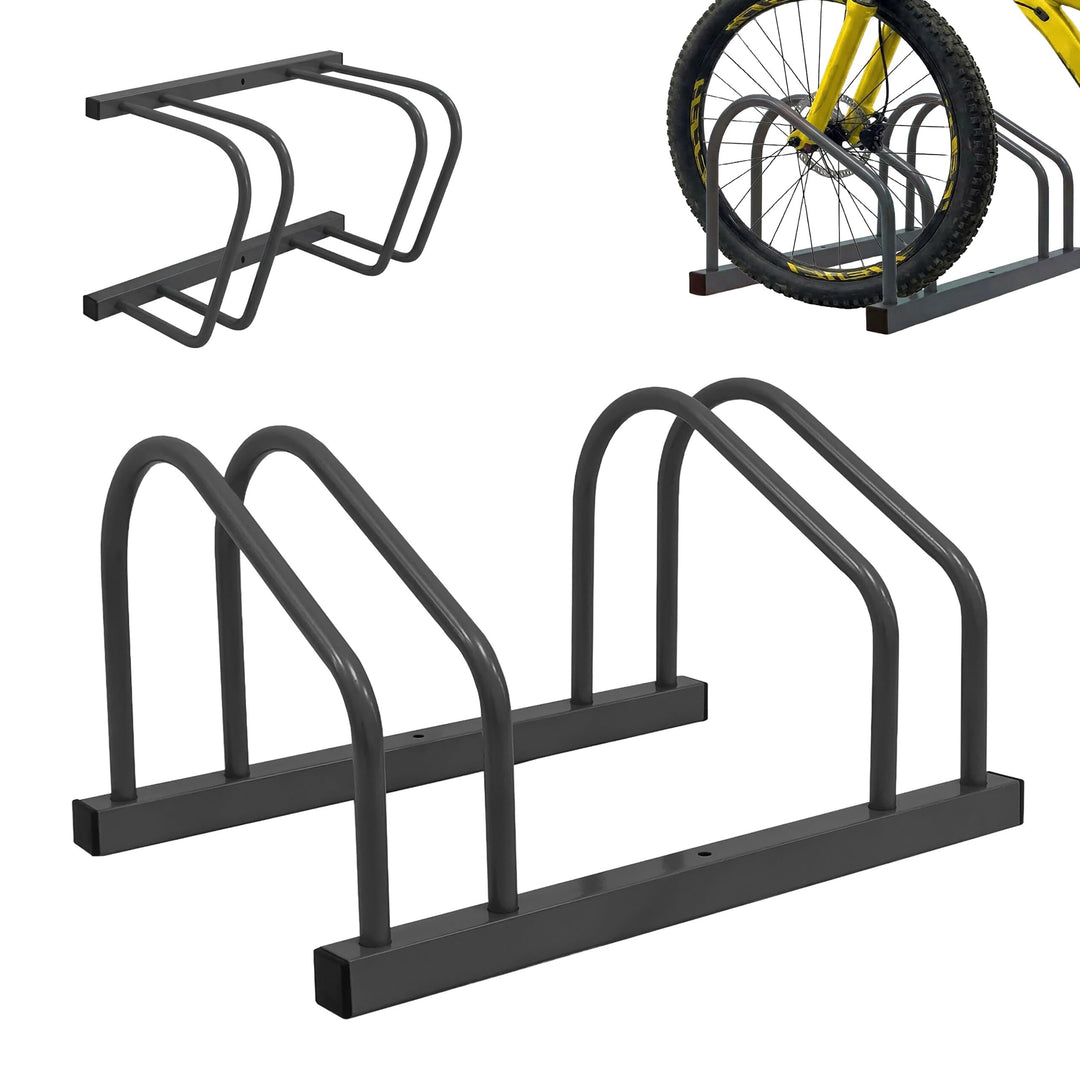 Relaxdays Fahrradständer Boden & Wandmontage, 2 Räder, bis 65 mm Reifenbreite, Garage, Reihenparker,