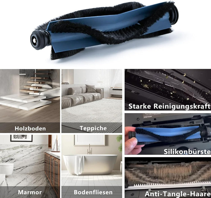 Yivy 29 Stück Zubehörset für Eufy X10 Pro Omni Saugroboter,2 Hauptbürste,6 Seitenbürsten,6 Staubbeut
