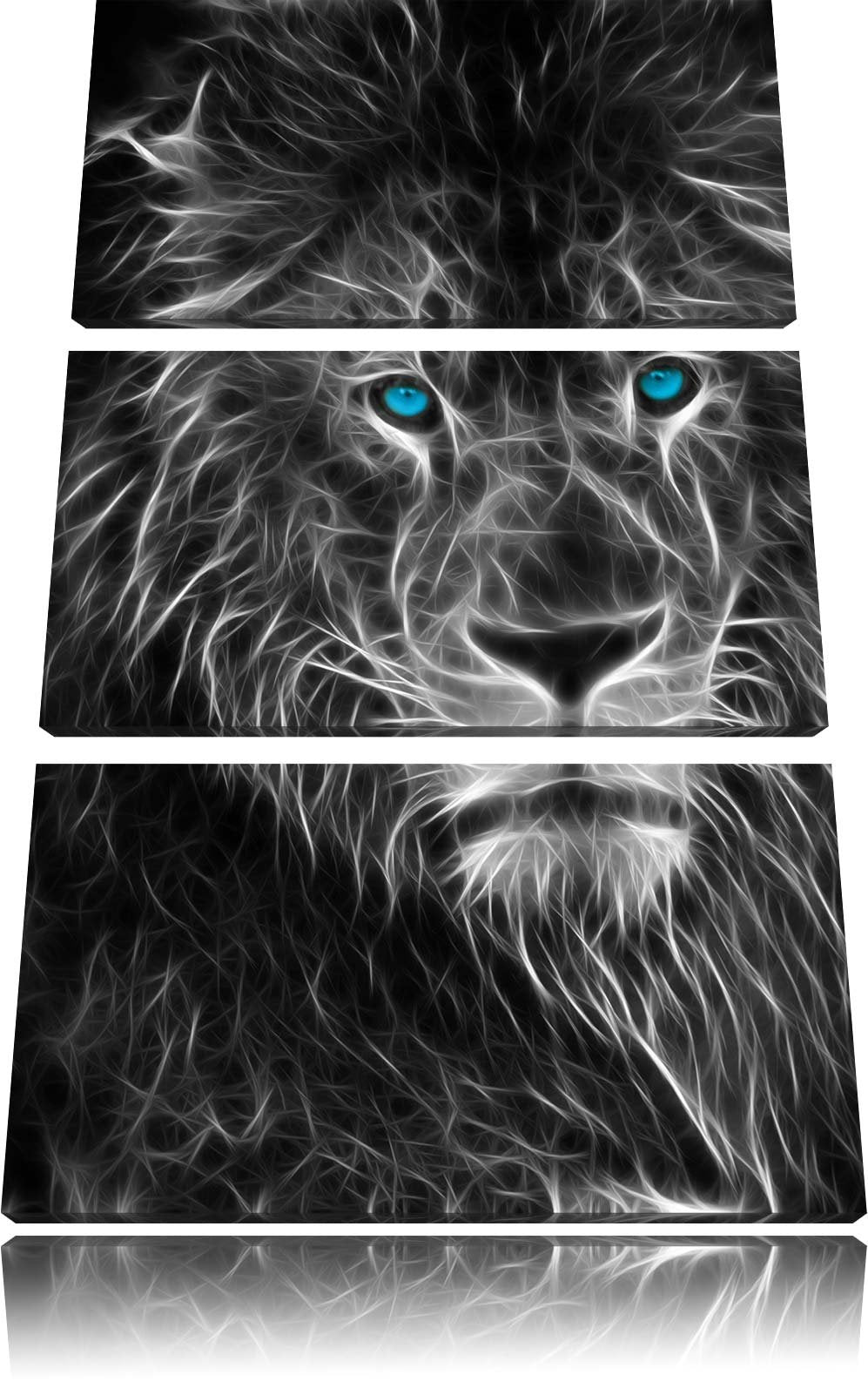 Pixxprint Dark Abstrakter Löwe als Leinwandbild/Grösse: 3 Teilig (120x80) cm/Wandbild/Kunstdruck/fer