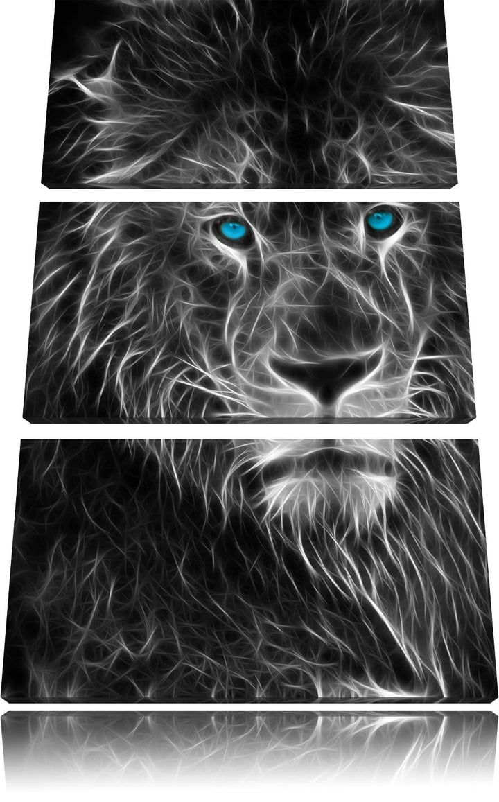 Pixxprint Dark Abstrakter Löwe als Leinwandbild/Grösse: 3 Teilig (120x80) cm/Wandbild/Kunstdruck/fer