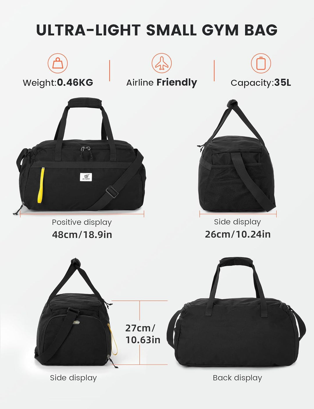 SKYSPER 35L Sporttasche & Reisetasche für Damen Und Herren - mit Schuhfach & Nassfach, Gym Bag & Tra