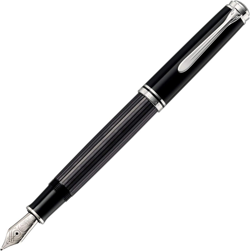 Pelikan Füllhalter Souverän 805 Stresemann, Schwarz-Anthrazit, Feder M (mittel), hochwertiger Kolben