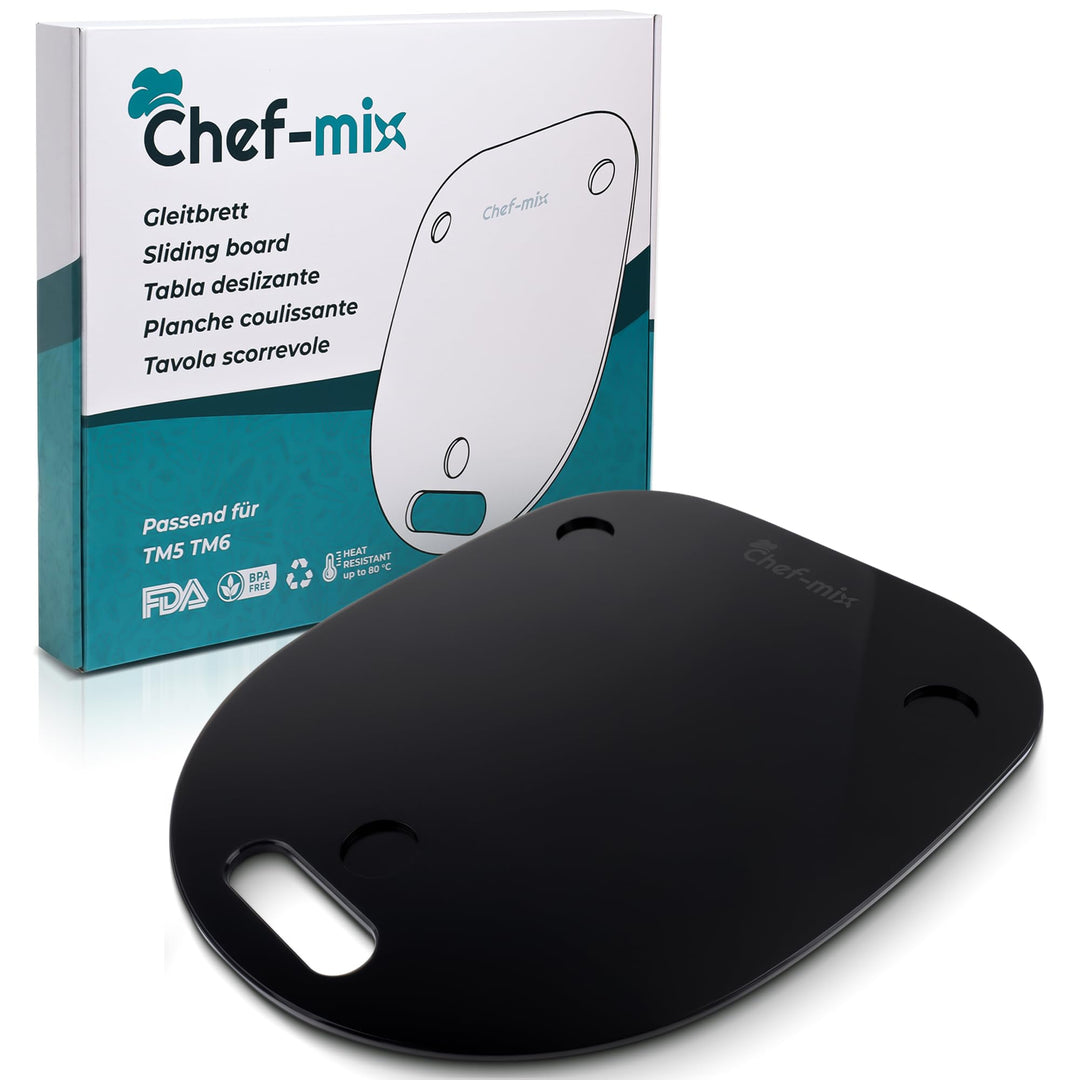 Gleitbrett Ersatz für Thermоmix Unterlage Rollbrett Gleiter mit Handgriff Brett Schwarz aus Acryl Le
