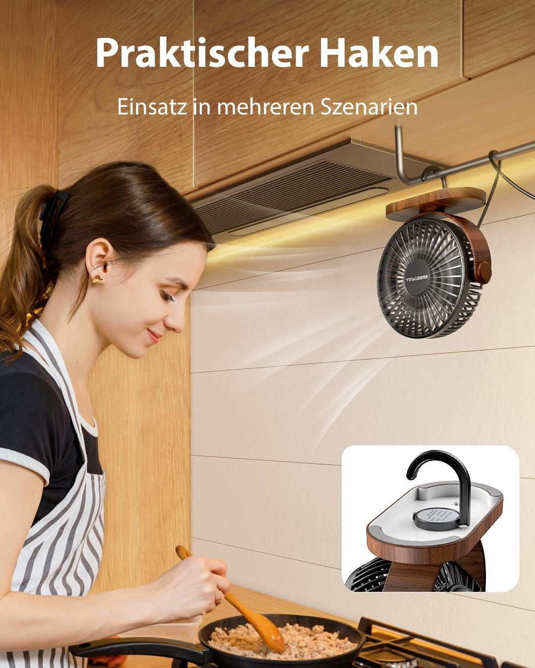 SWEETFULL USB Ventilator, Mini Ventilator Klein Tischventilator Leise, 3 Geschwindigkeiten Desk Fan,