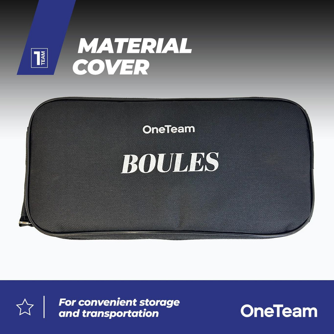 OneTeam Boule Set 8 Kugeln – Petanque Spiel für Erwachsene & Kinder – Verchromter Stahl – Silber – R