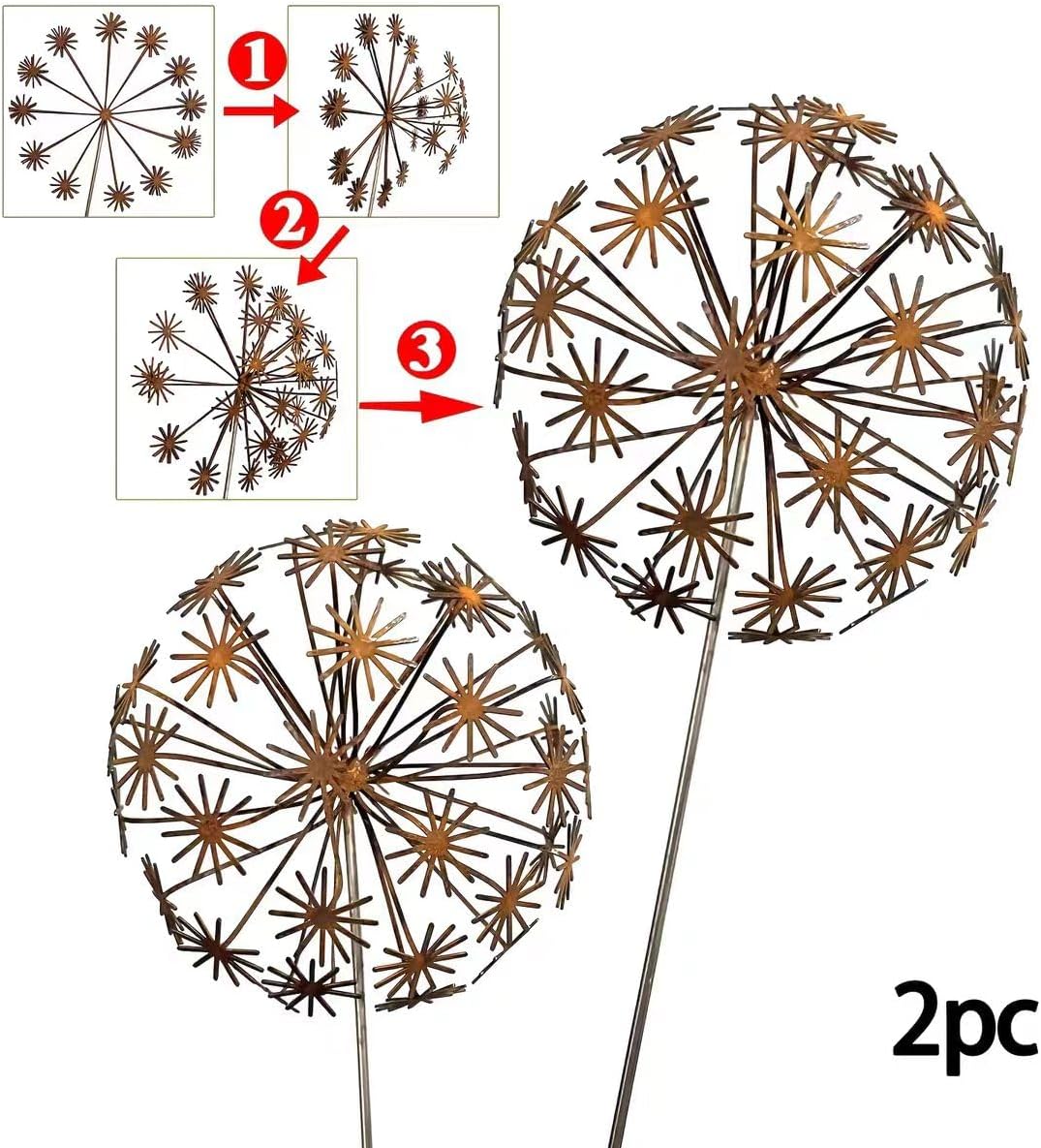 Gartendeko 2er Set Rost Deko für Garten Cortenstahl Gartenstecker Metall Blume Mohn Rostige Gartende
