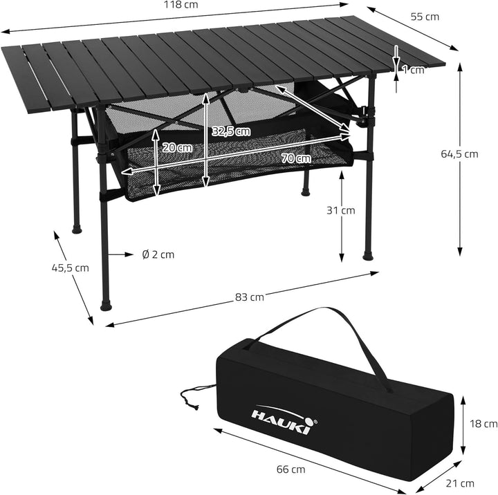 Hauki Campingmöbel Set 3tlg., Campingtisch faltbar Schwarz mit 2 Campingstühlen Blau, Camping-Set fü