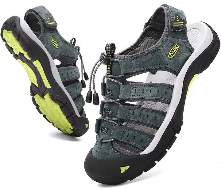 Herren Leder Sandalen Sport Outdoor Trekkingsandalen Atmungsaktive Leichte Wandersandalen Männer Som