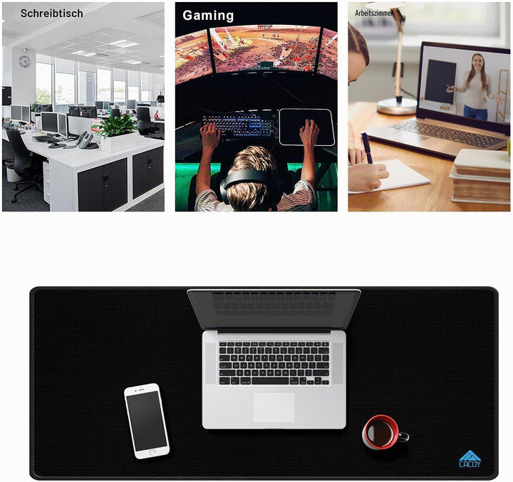 Cacoy 1000x400mm Grosses Gaming-Mauspad, Rutschfest Computer-Mauspad,Schwarz Schwarz 100 x 40 cm, Sc