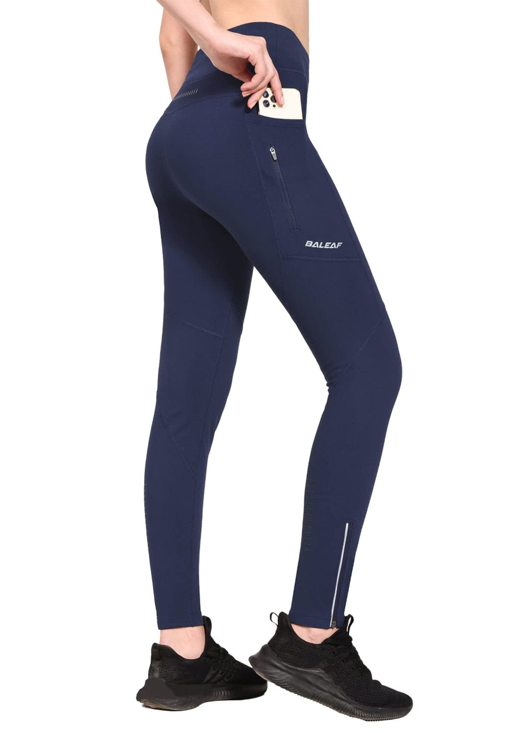 baleaf Thermoleggings Winter Damen Fahrradhose Lang mit Reissverschluss Warm Gefüttert Jogginghose R
