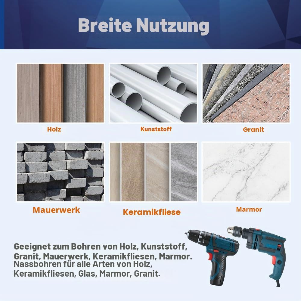 Diamantbohrer Fliesenbohrer Set - BRSCHNITT 5/6/6/6/6/8/8/10/10/12mm Diamant Bohrkrone - Lochsäge fü