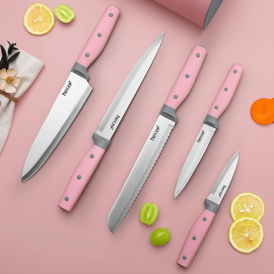 hecef Messer Magnetleiste mit 5 Teilig Scharfe Küchenmesser Set, 33 cm Messerhalter Magnetisch mit E