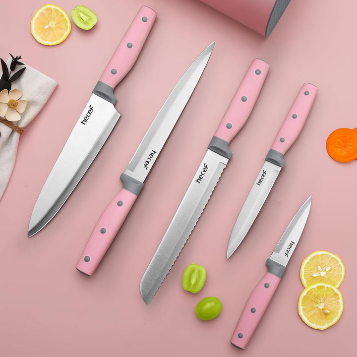 hecef Messer Magnetleiste mit 5 Teilig Scharfe Küchenmesser Set, 33 cm Messerhalter Magnetisch mit E