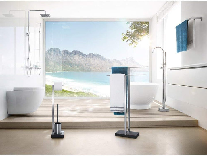 blomus -MENOTO- Stand WC-Garnitur aus poliertem Edelstahl, freistehender Toilettenbutler, platzspare