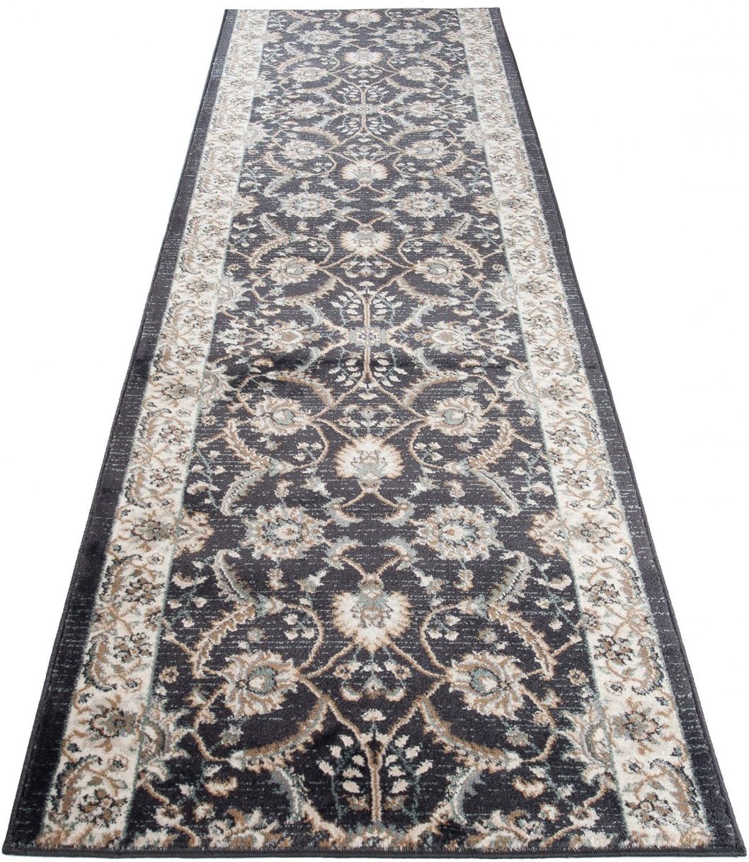 Carpeto Rugs Blumen Teppich Läufer Flur - Orientalisch Teppichläufer - Kurzflor, Weich - Flurläufer