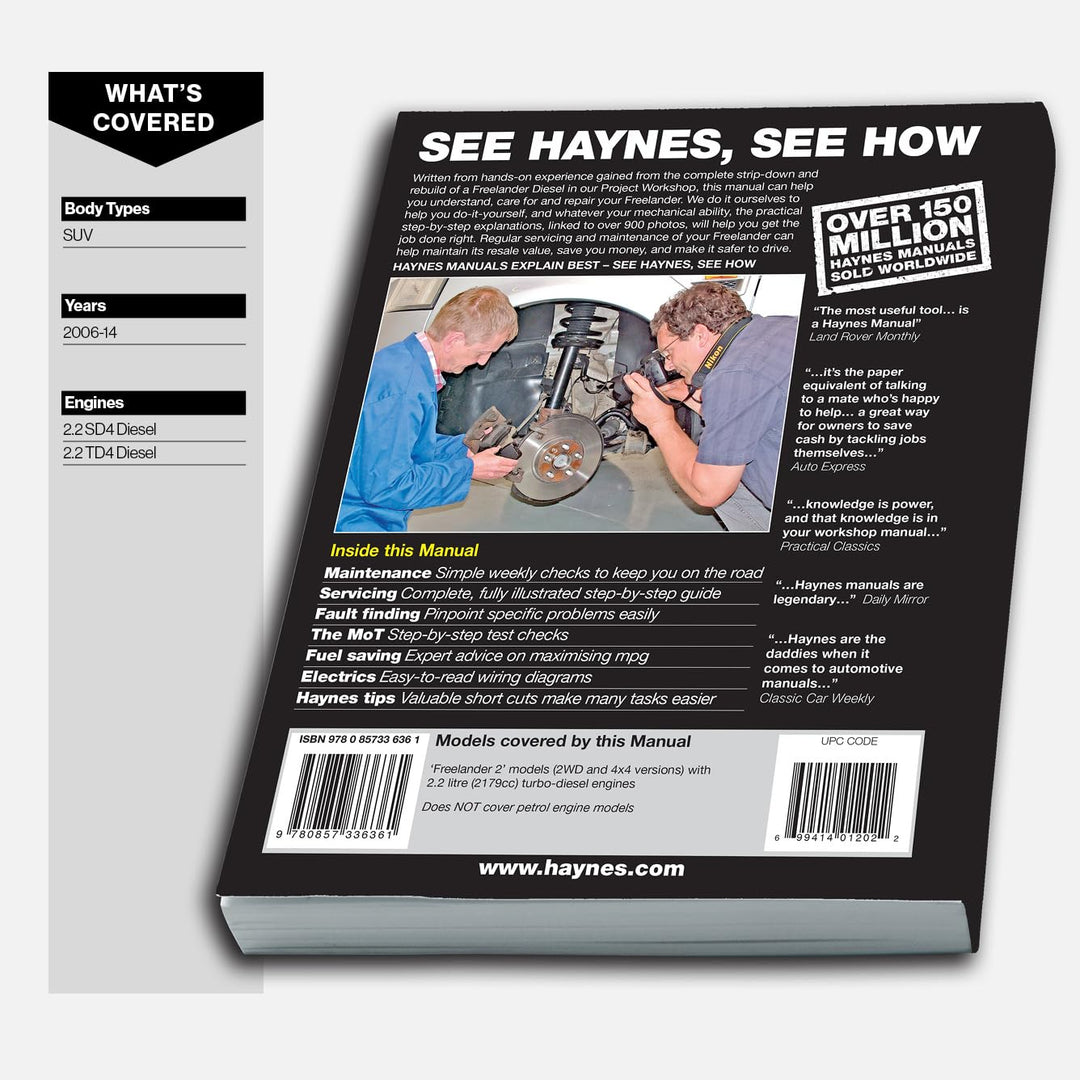Land Rover Freelander (Nov 06 to 14) (56 to 64 reg) Diesel: step-by-step maintenance and repair, Tas