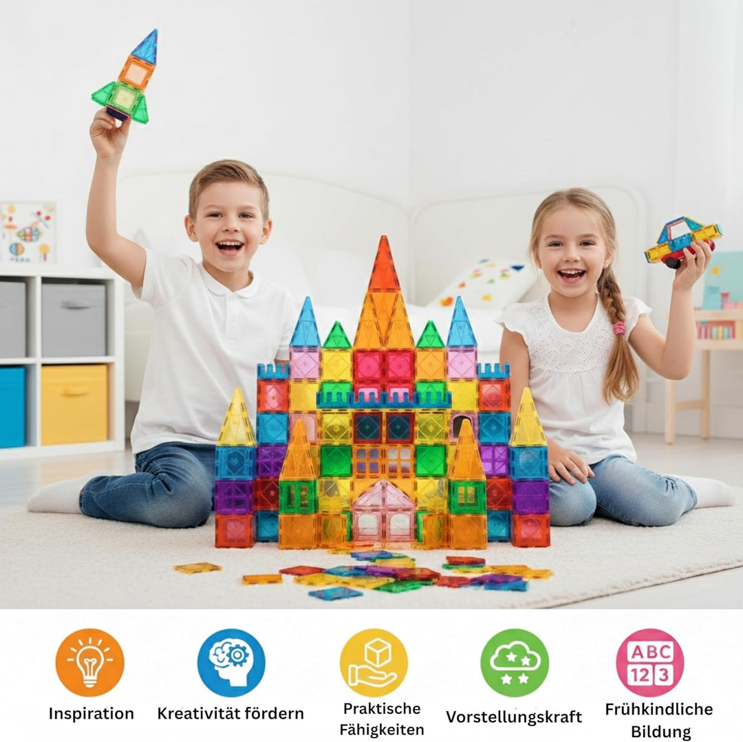KIYARI Magnetbausteine 120 Teile – Grosse 7,5 cm Montessori Magnet Bausteine für Kinder ab 3 Jahren,
