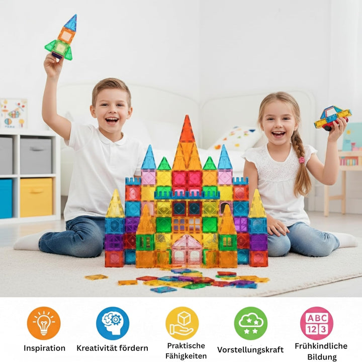 KIYARI Magnetbausteine 120 Teile – Grosse 7,5 cm Montessori Magnet Bausteine für Kinder ab 3 Jahren,