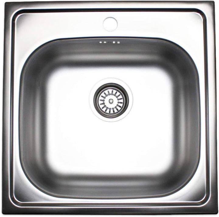 Edelstahleinbauspüle 50 x 50 cm mit vorgestanztem Hahnloch Ø 35mm Design Einbauspüle Edelstahlspüle