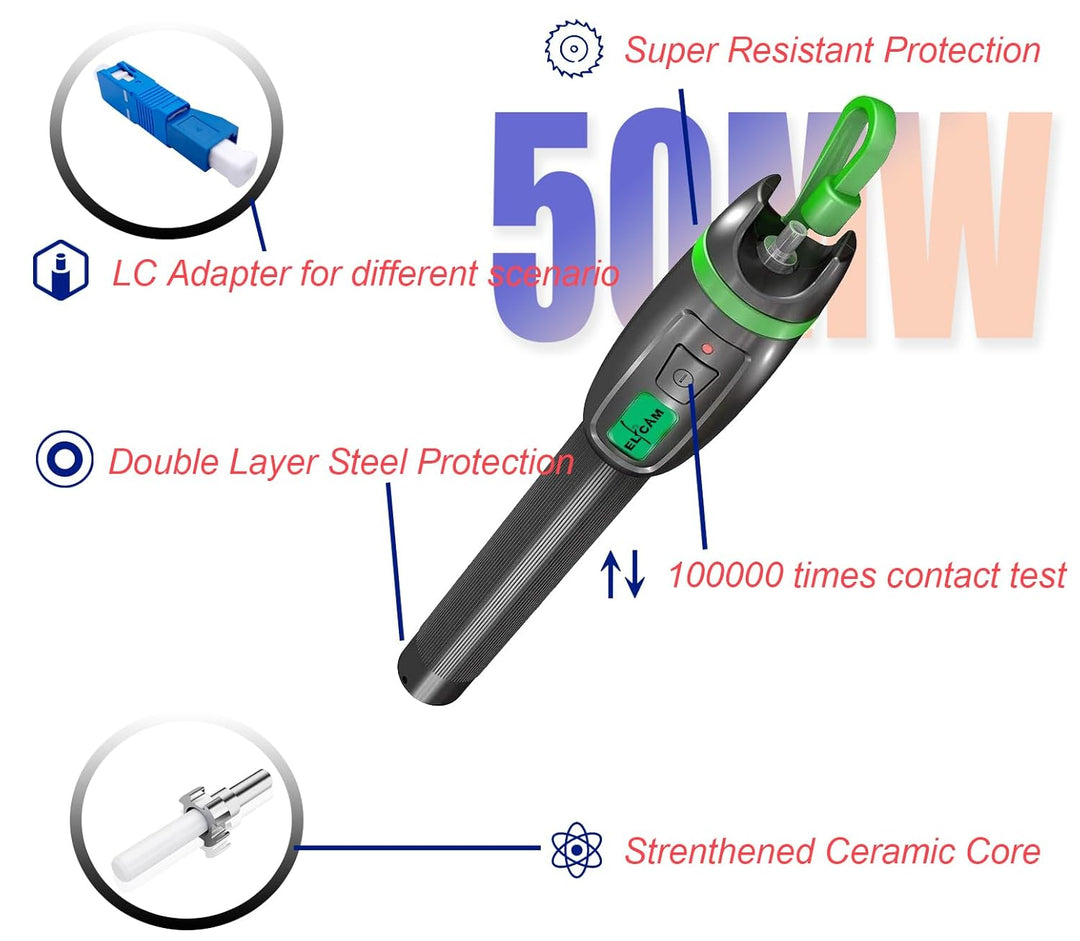 Elfcam® - Universal FTTH VFL optischer Stift, optische Fehlersuche, Lieferung mit Adapter SC männlic
