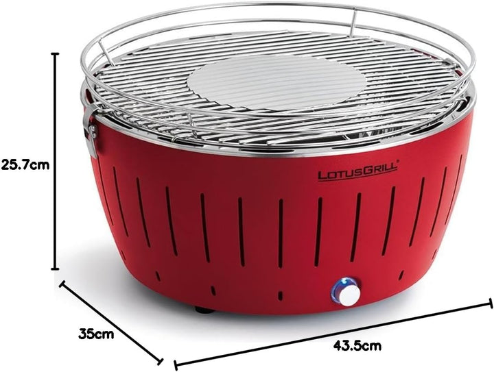 LotusGrill Holzkohlengrill Serie 435 XL, Farbe rot, 43,5 x 43,5 x 29,5 XL (Ø 40,5 cm), XL (Ø 40,5 cm