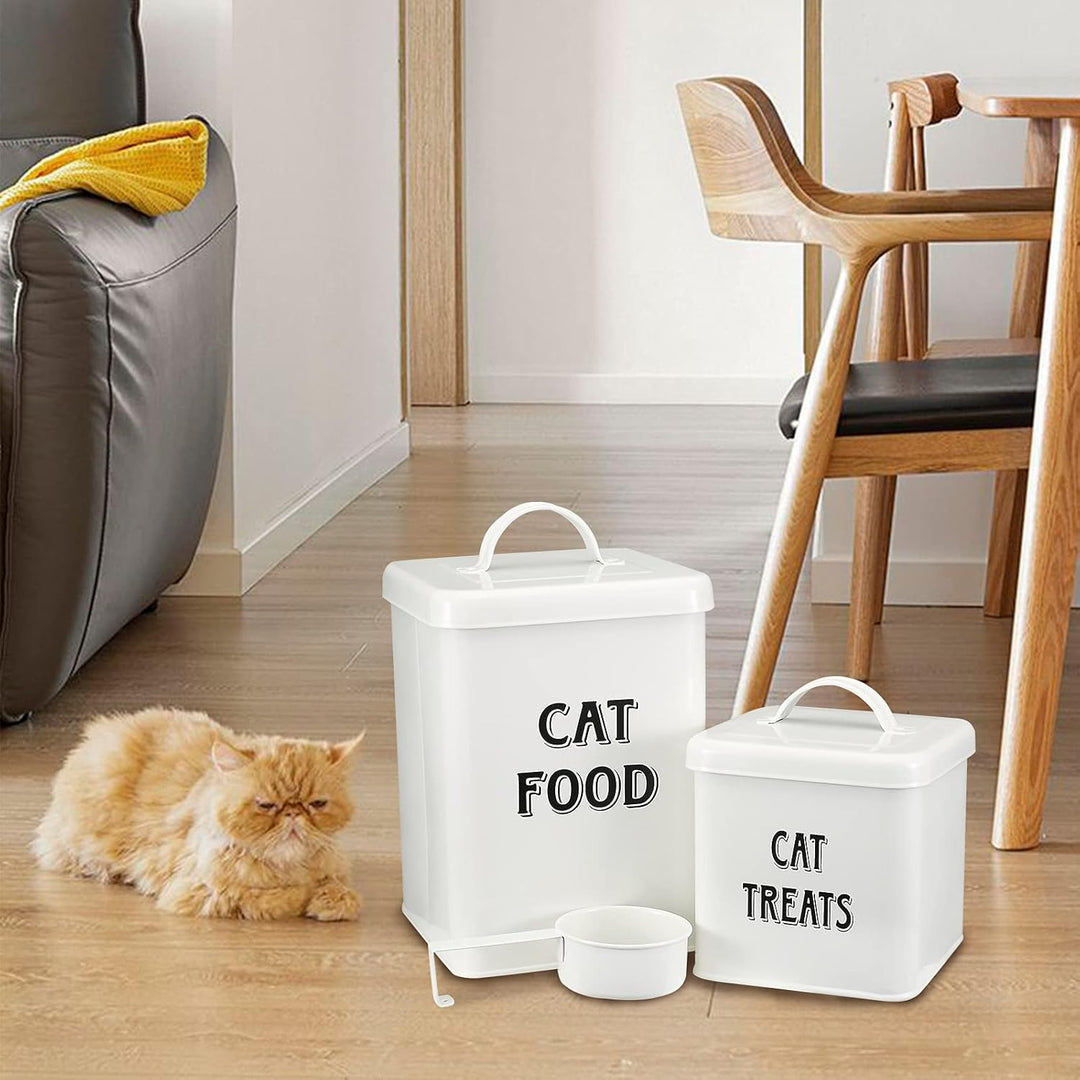 Pethiy Katzenfutter und Katzenleckerli behälter Set mit Schaufel –Beschichteter Kohlenstoffstahl – d