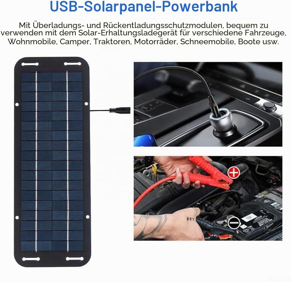 Solar-Batterie-Ladegerät, 30 W, Solarpanel, 12 V, Erhaltungsladegerät, Batterie-Ladegerät-Set, Maint