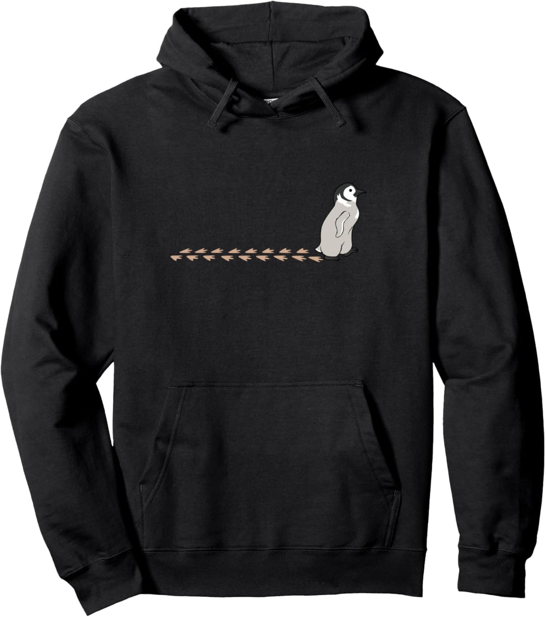 Niedlicher Baby-Pinguin watschelnd Schnee Wildlife Pullover Hoodie