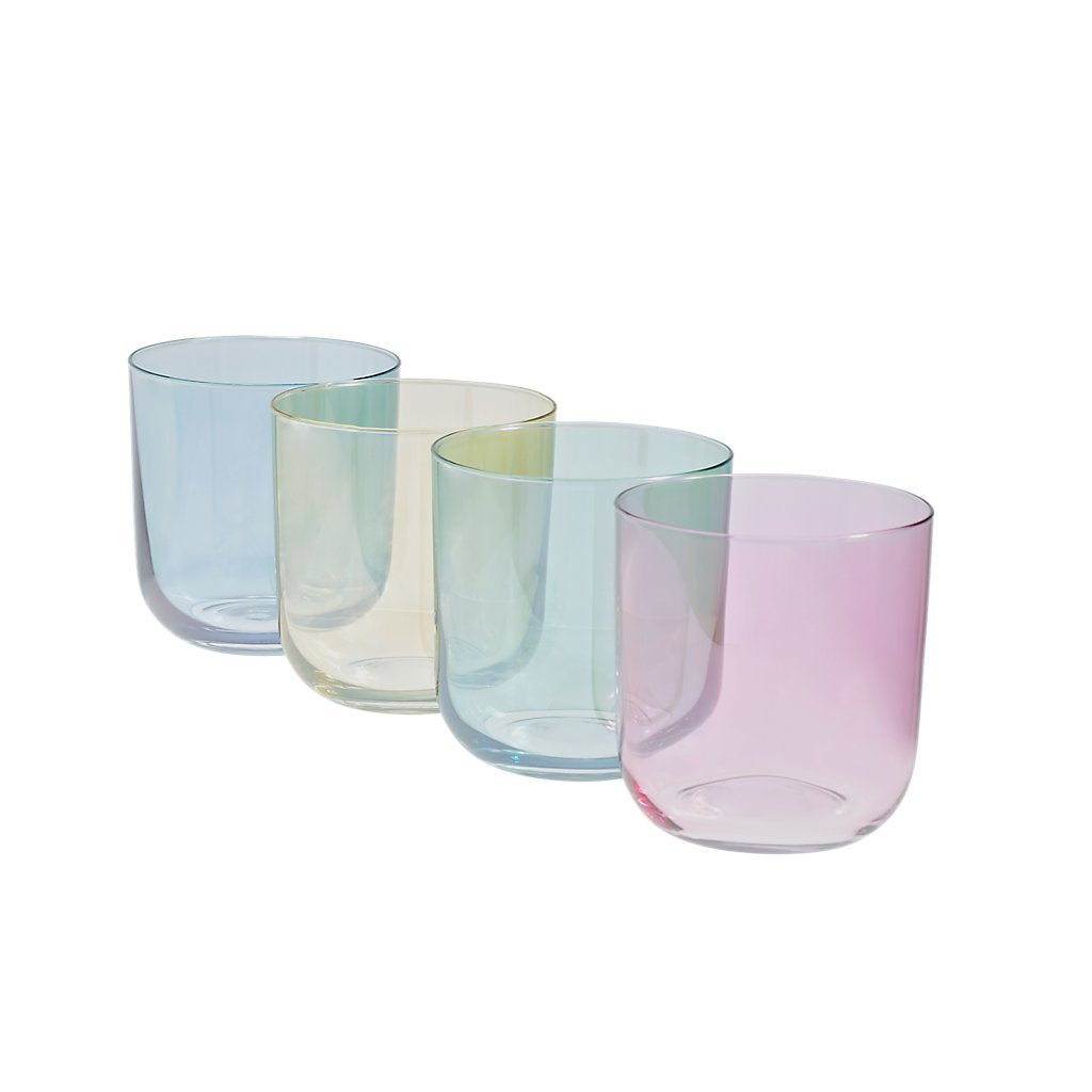 4er Set Becher Tumbler Wasserglas Polka Pastellfarbend Spiegelnde Oberfläche 9 cm Artglass