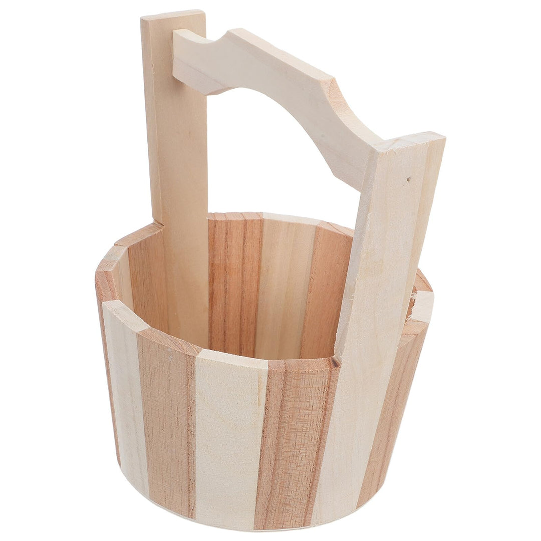 NUOBESTY Sauna Utensilien Holz Eimer mit Griffen für Badesalz und Fussbad im Spa Multifunktionaler H