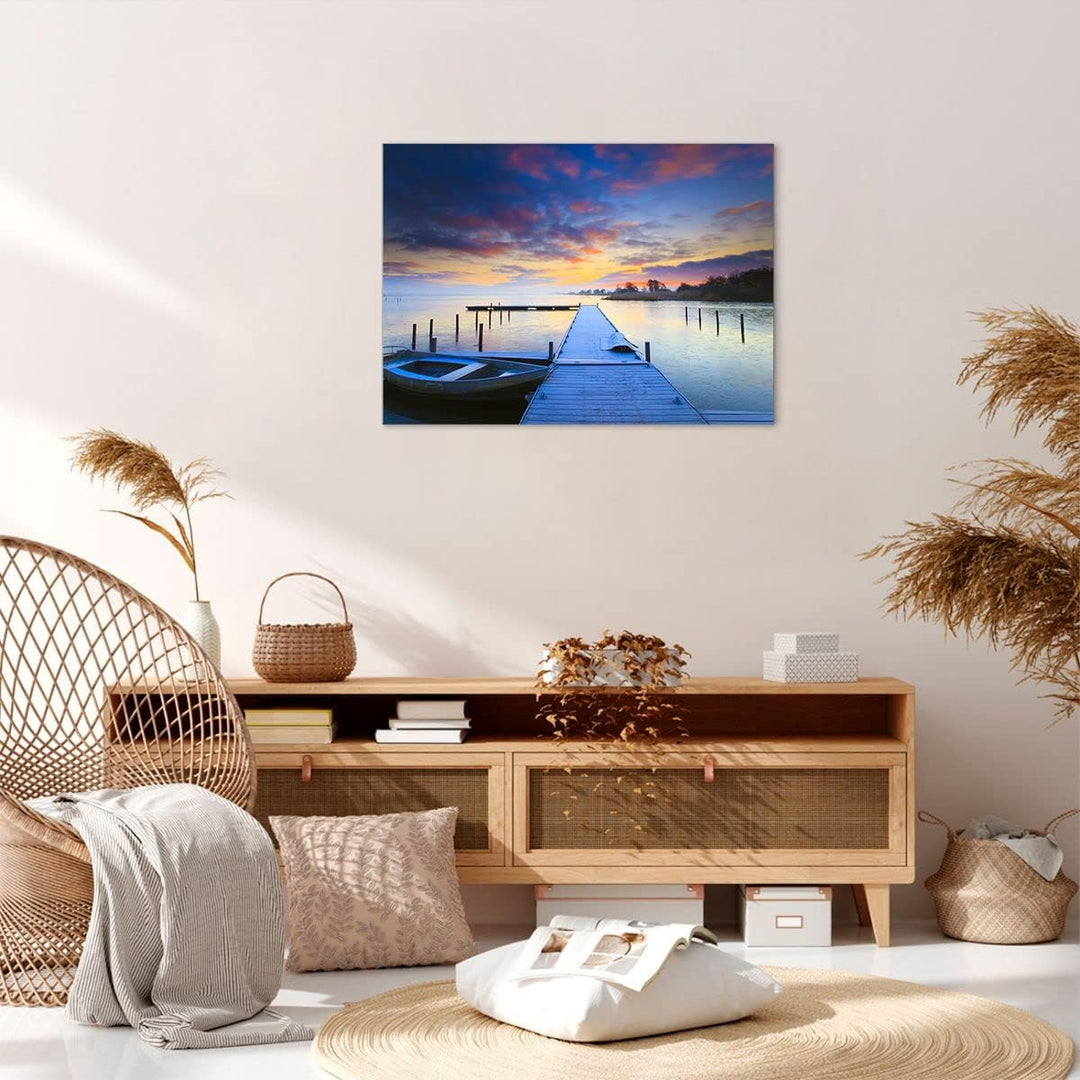 Bilder auf Leinwand Niederlande Natur Meer Sonnenuntergang Leinwandbild 70x50cm Wandbilder Dekoratio