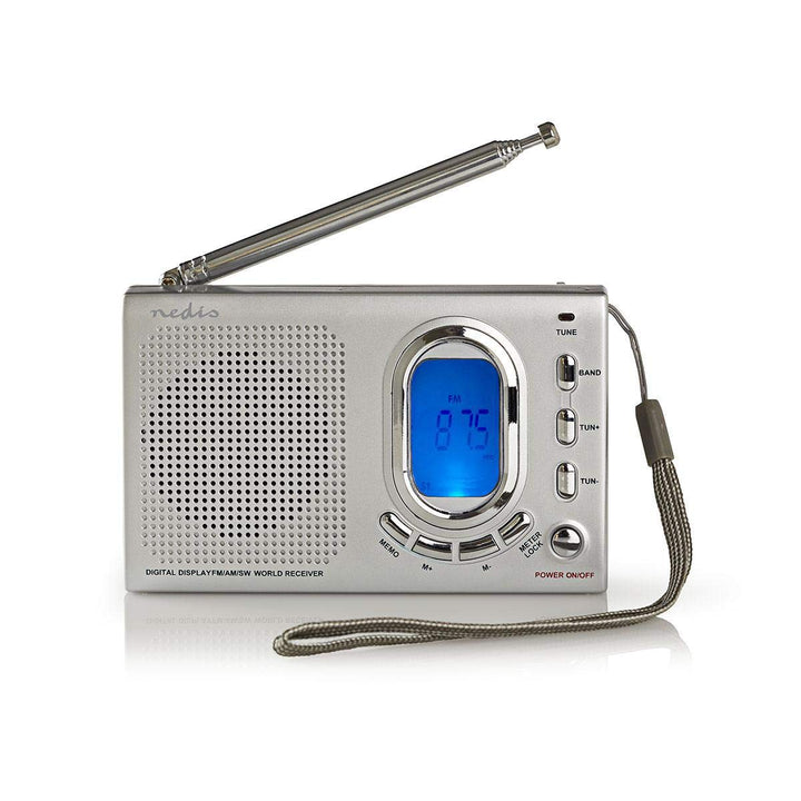 NEDIS World Receiver Radio World Radio Receiver FM/AM/SW, Portable Radio Alarm and Clock with Headph