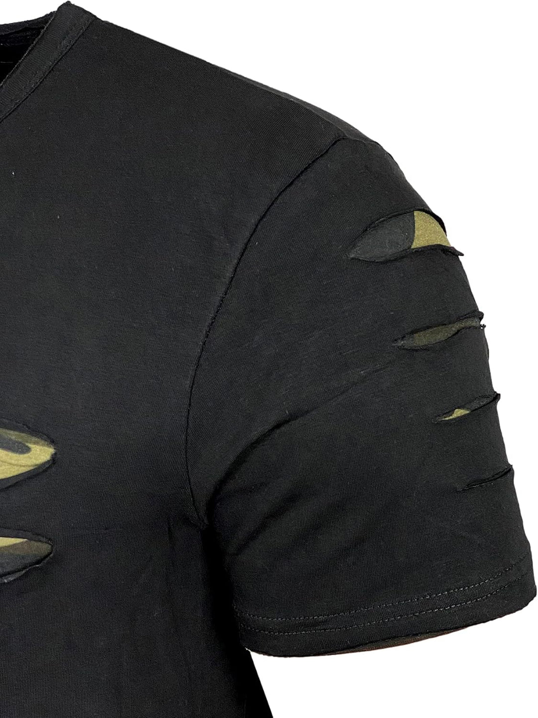 Subliminal Mode Destroy Herren-T-Shirt, verwaschener V-Ausschnitt, kurzärmelig, Vintage, zerrissen,