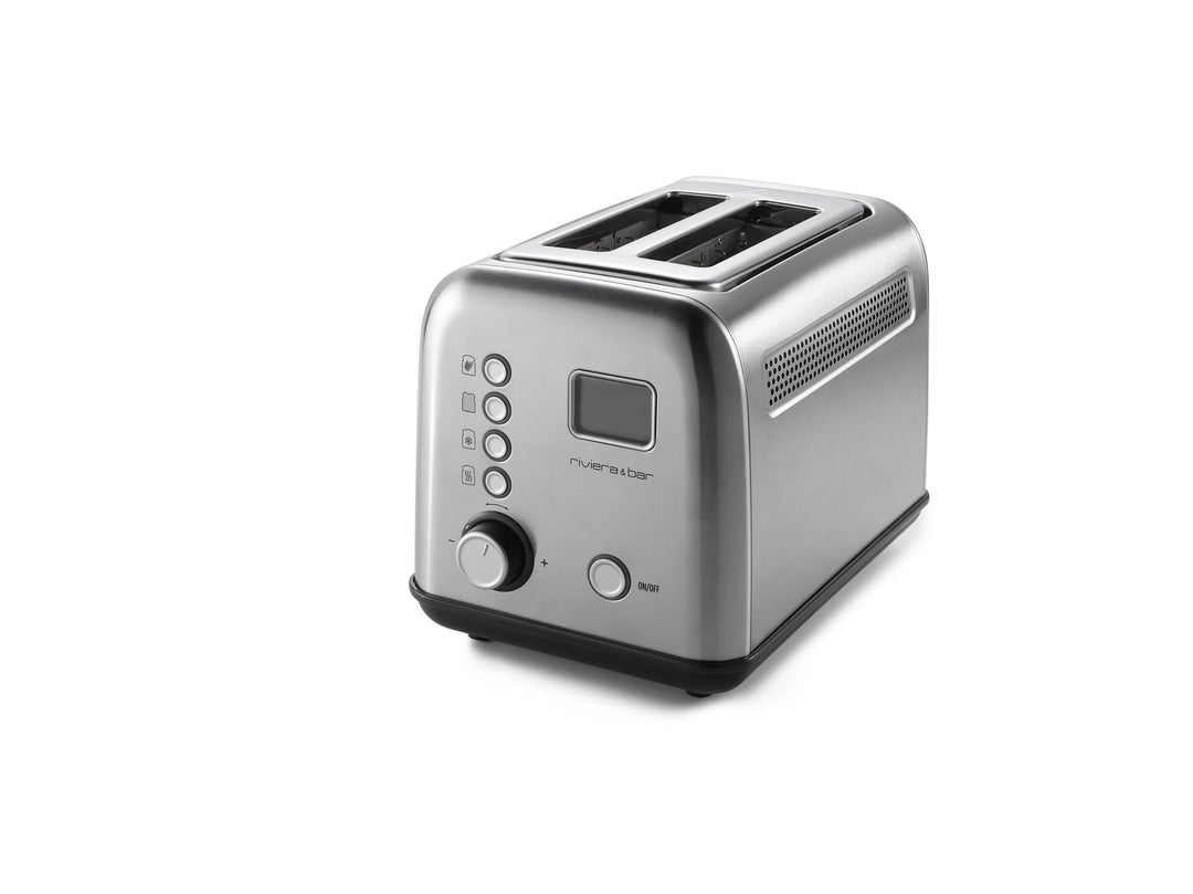 riviera&bar Toaster Automatisch – 2 Scheiben, Extra-Breite Schlitze 4 cm, LCD-Display mit Countdown,