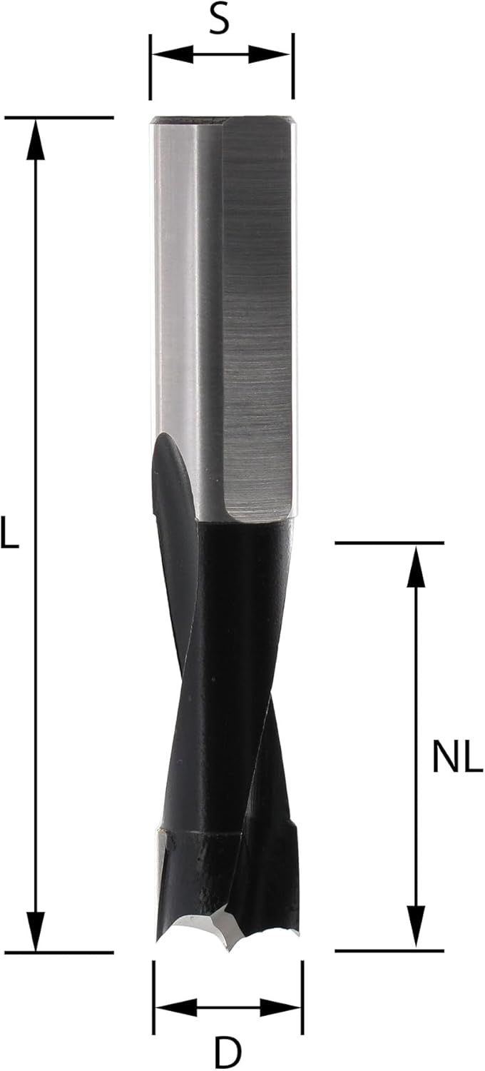 ENT 22130 Dübelbohrer HW, Schaft (S) 10 mm, Durchmesser (D) 14 mm, NL 27 mm, SL 27 mm, L 57,5 mm, Re