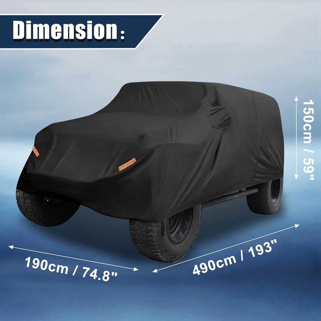 X AUTOHAUX SUV Auto Abdeckung für Jeep Wrangler JK JL 4 Türer 2007-2021 Wasserdicht Schwarz, Schwarz