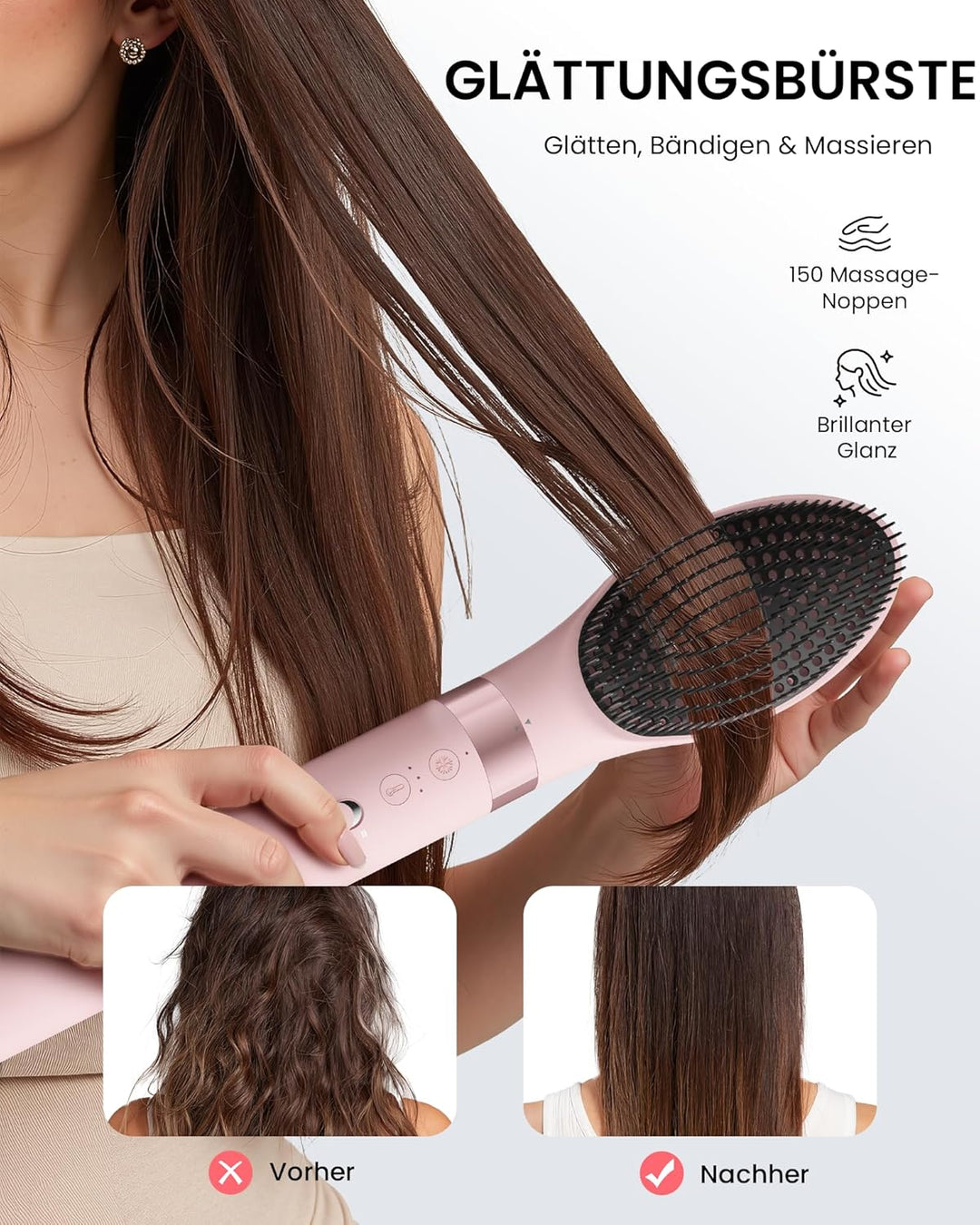 MESCOMB 6-in-1 Airstyler, Hairstyler mit Auto-Wrap Lockenstab &amp; Föhnbürste Rosa Perlato, Rosa Perlat