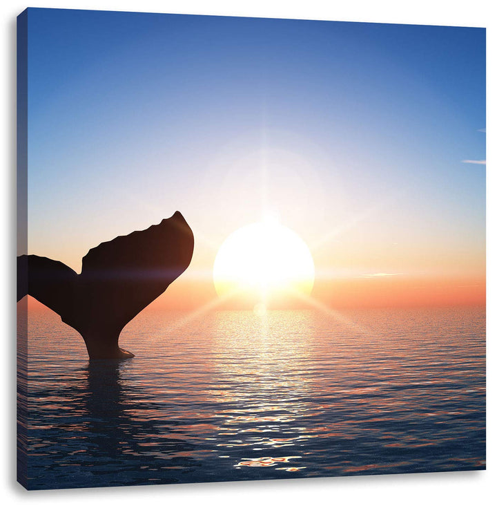 Pixxprint Walflosse im Sonnenuntergang, Format: 70x70 auf Leinwand, 70x70