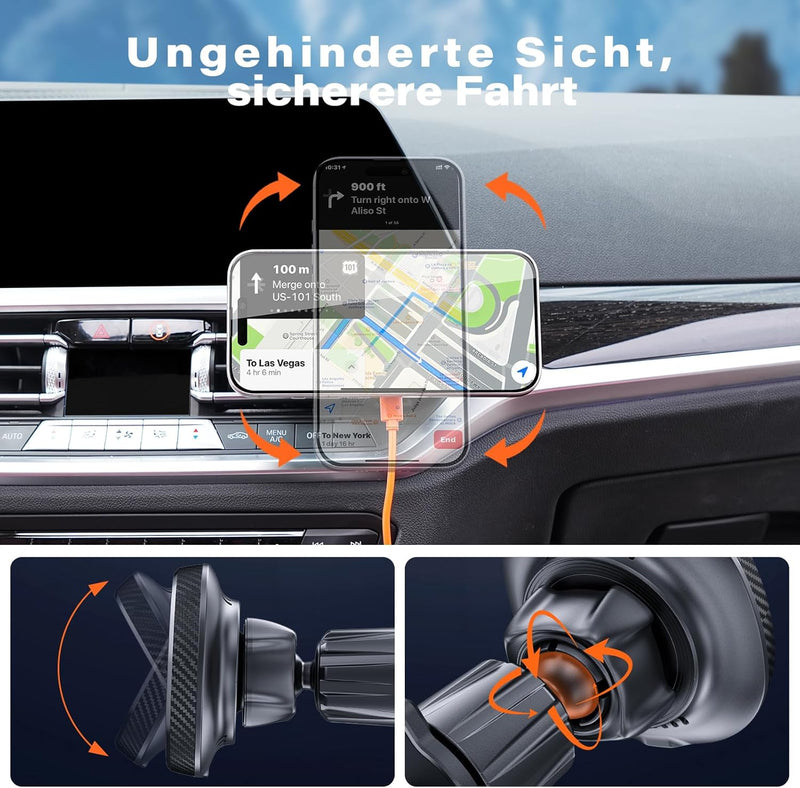 APPS2Car 15W Magnetisches Handyhalterung Auto mit Ladefunktion, Kompatibel mit MagSafe Handyhalterun