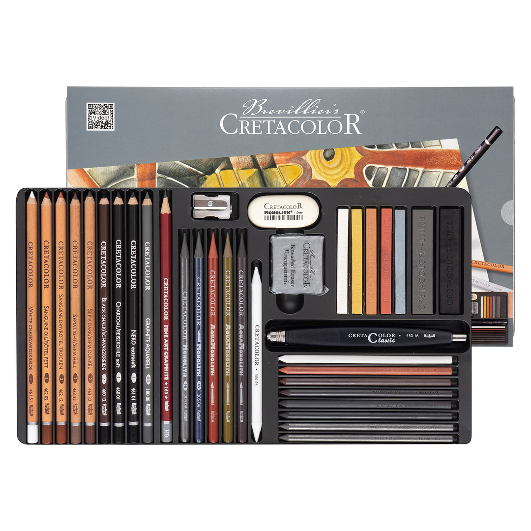 CRETACOLOR Ultimo Skizzierset mit 35 teilig, Weiss