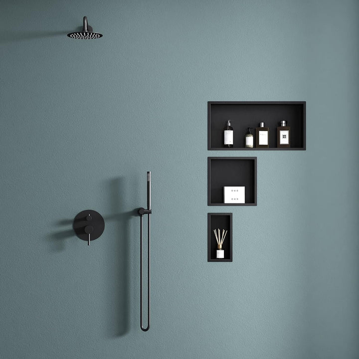doporro Wandnische Bad Schwarz 30 x 60cm Dusch-Ablage aus Edelstahl | Duschablage befliesbar aus Ede