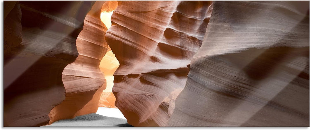 Glasbild Panorama | Wandbild aus Echtglas | Durchgang im Antelope Canyon | 100x40 cm | inkl. Aufhäng