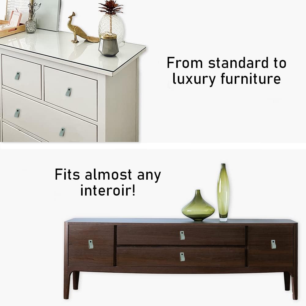 Brute Strength - Ledergriffe für Möbel - Blassgrün - 24 Stück - 12,5 x 2,5 cm - Schrankgriff, Türgri