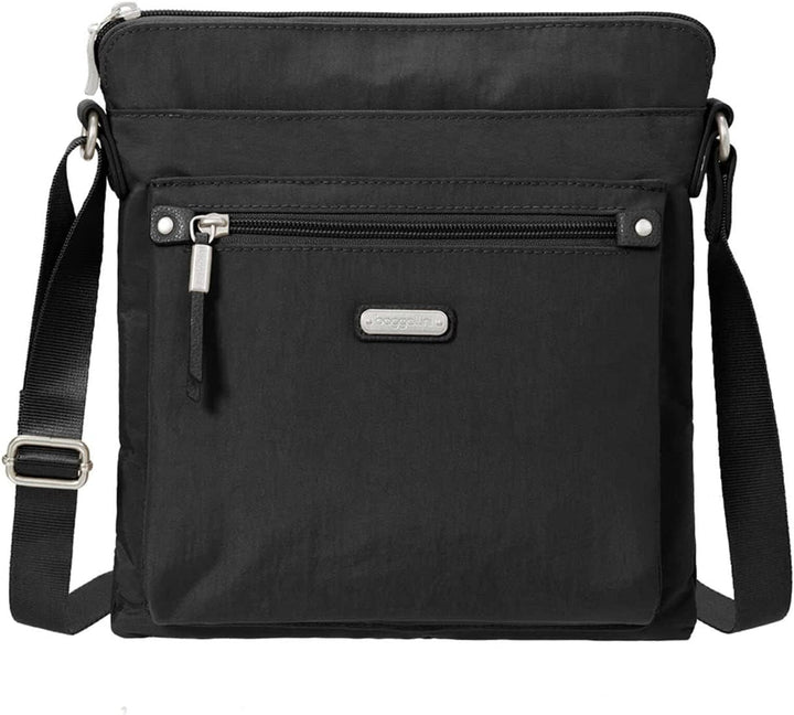 Baggallini Damen Go Bagg with RFID Phone Wristlet Crossbody Schwarz, Schwarz